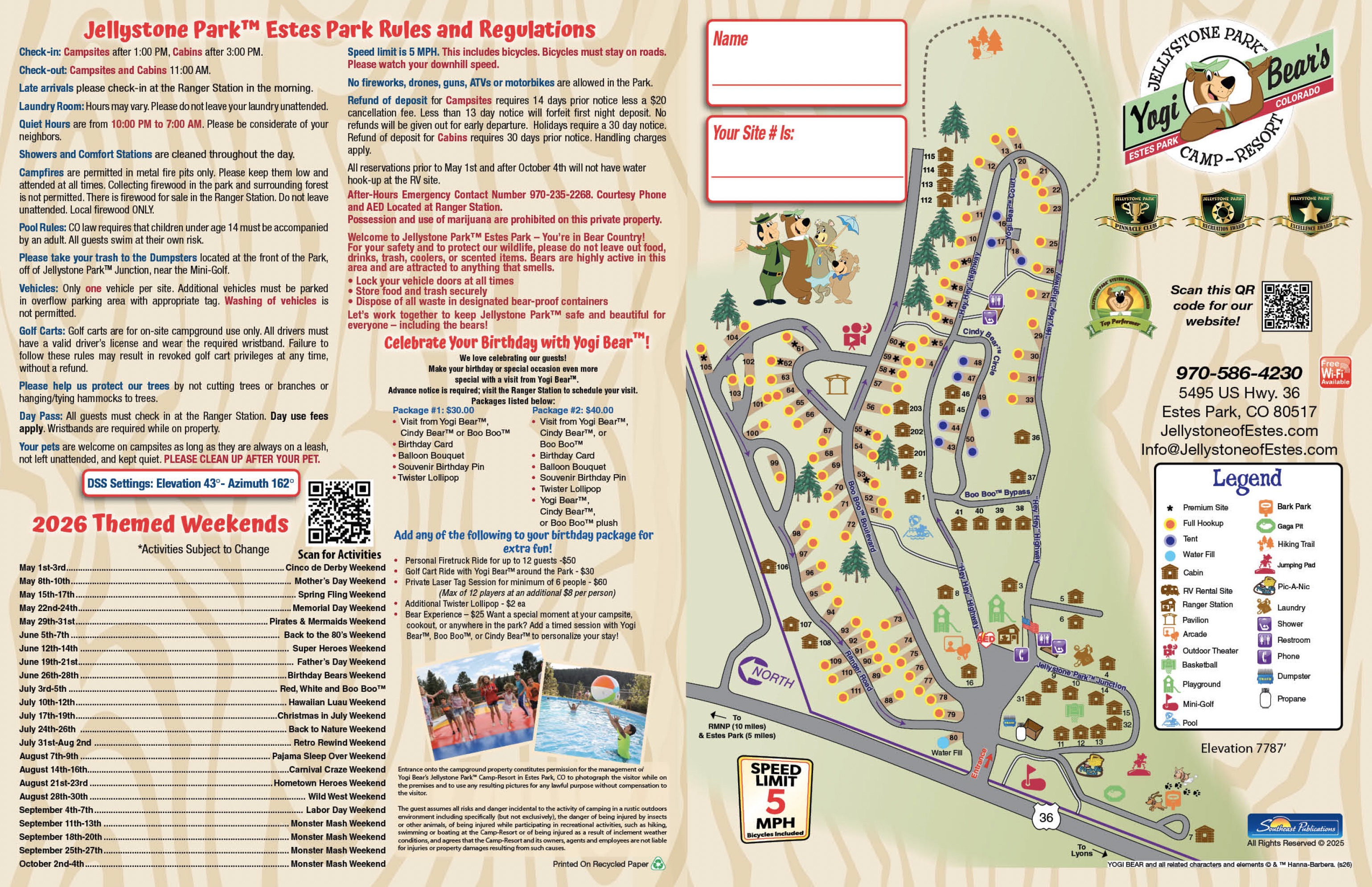 Yogi Bears Estes Park 2026 Map