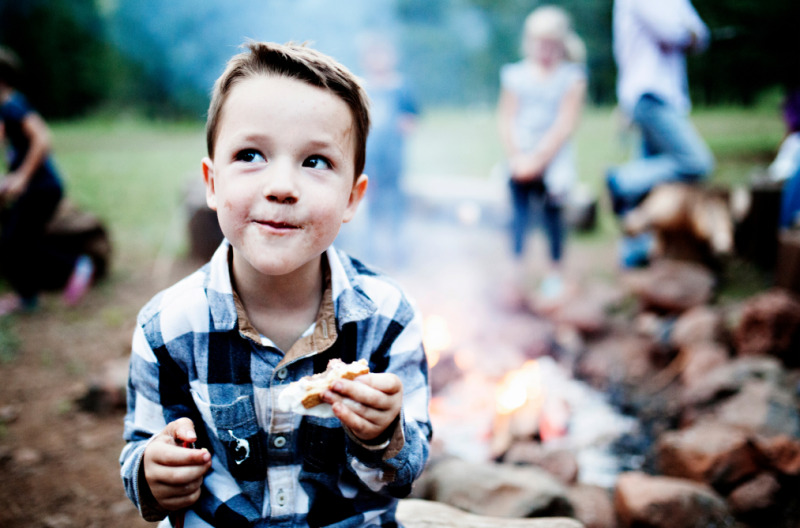 kid eating marshmallows