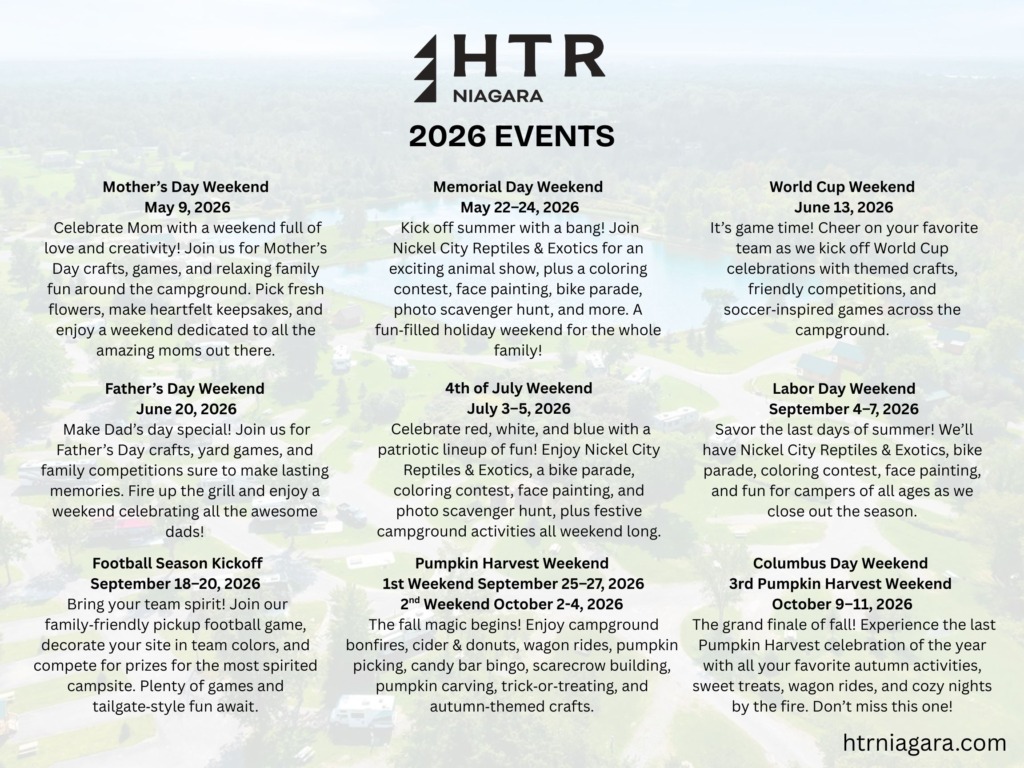 HTR Niagara 2026 Events Calendar