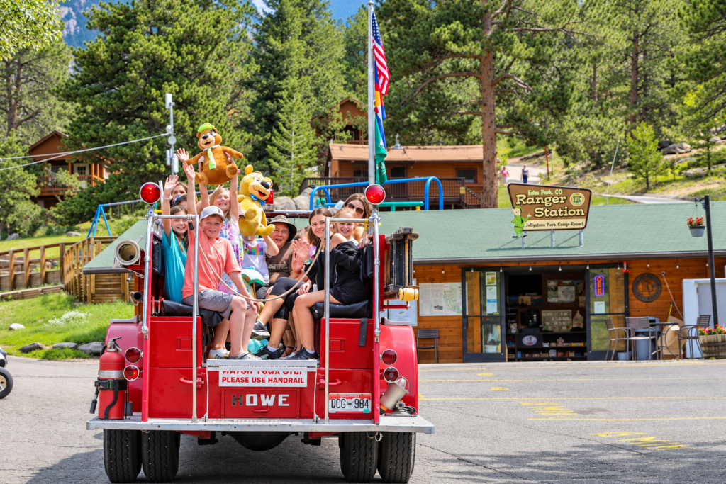 Jellystone Estes Park themed weekends, fourth of july, memorial day, firetruck rides
